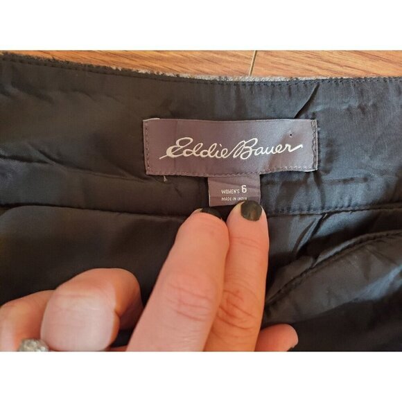 Eddie‎ Bauer Skirt Women's Size 6 Wool Blend Gray Plaid Lined Mini A-Line Slit - Picture 4 of 11